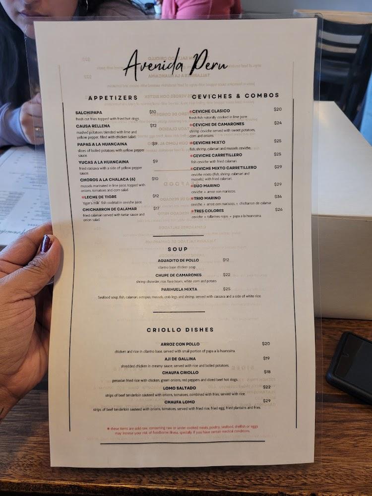 Avenida Peru Menu image 2