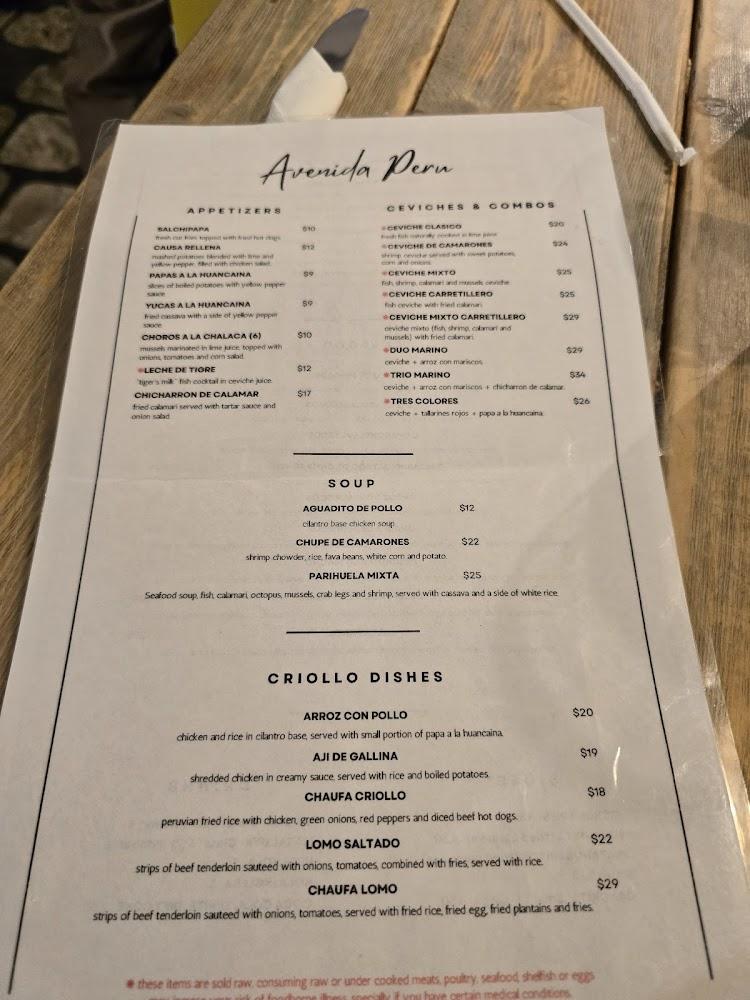 Avenida Peru Menu image 4